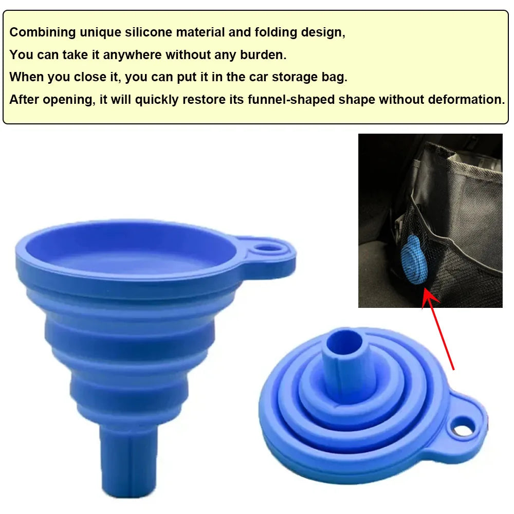 Universal Silicone Liquid Funnel for Car Maintenance - Foldable & Portable