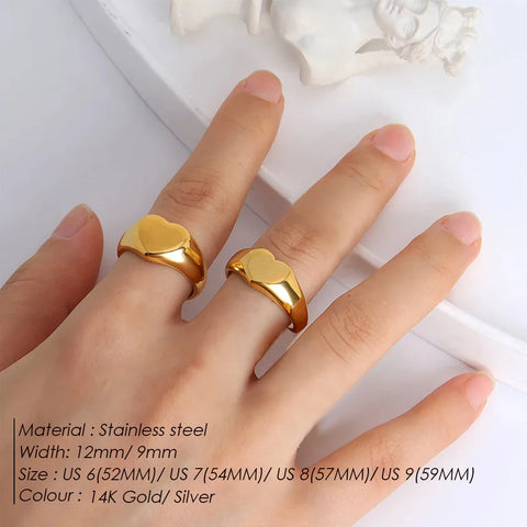 eManco Stainless Steel Punk Style Minimalist Round Ring - Gold Plated Women's Ring for Parties and Festivals