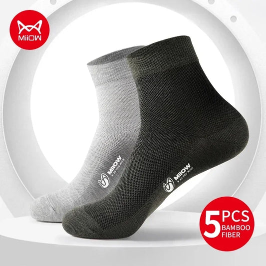 MiiOW 5 Pairs Bamboo Fiber Men's Socks