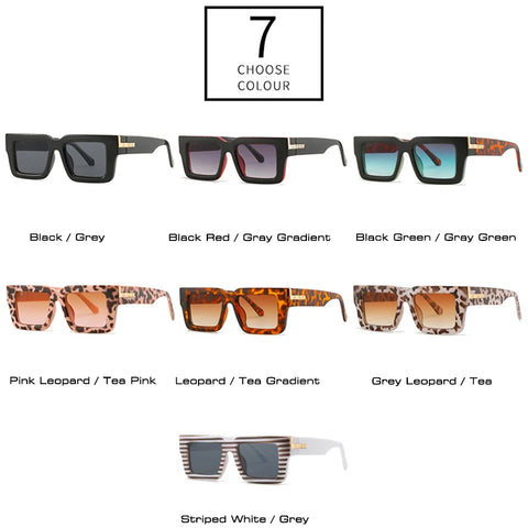 SHAUNA Retro Vierkante Zonnebril – Luipaard Gradiënt UV400 Unisex Zonnebrillen