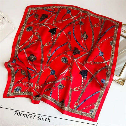 Leopard Print Silk Hairband Scarf for Women