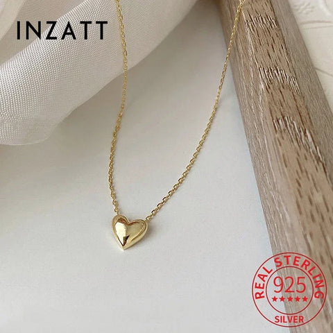INZATT Light Luxury Heart Pendant Choker Necklace