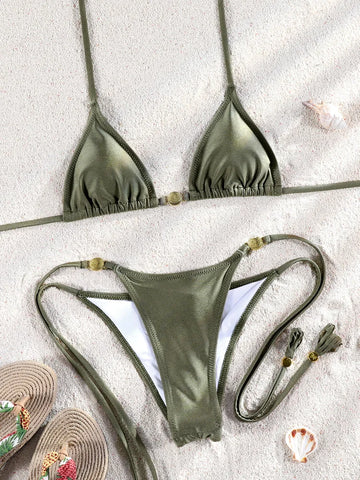 ZRTAK Triangle Micro Thong Bikiniset – Bandage Braziliaanse Tweedelige Badmode voor Dames