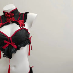 Gothic Vintage Cheongsam Lingerie Set