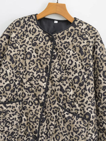 MUJER Luipaardprint Oversized Jas voor Dames – Stijlvolle Jas met Drukknopen 2025
