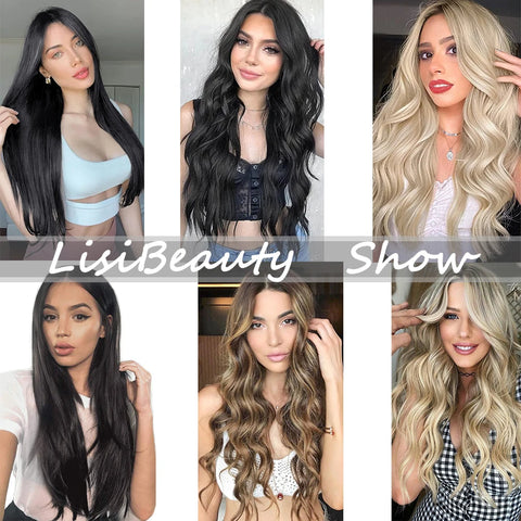22-Inch Long Straight Wavy Hair Extensions Set
