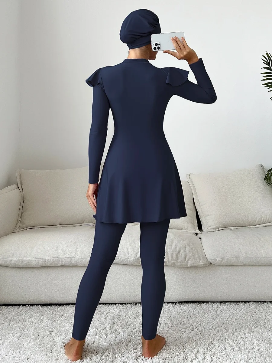 3-Piece Floral Full-Cover Burkini Swim Set