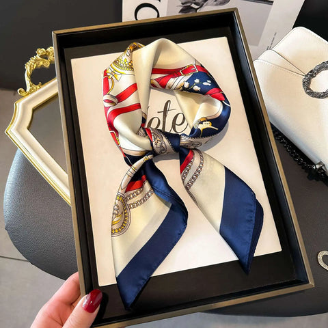Luxury Horse Print Silk Neck Scarf for Women