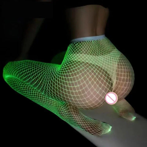 Night Fluorescent Women's Long Socks Fishnet Body Stockings Curve Lingerie