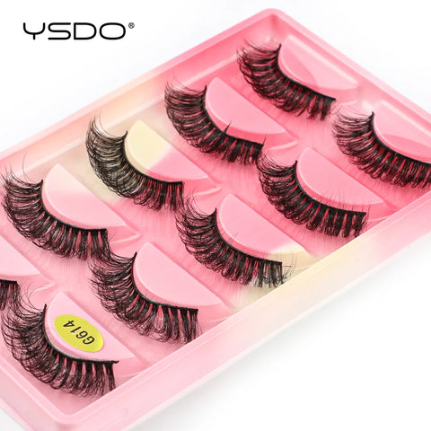 YSDO 5 Pairs Natural Long 3D Mink Eyelashes
