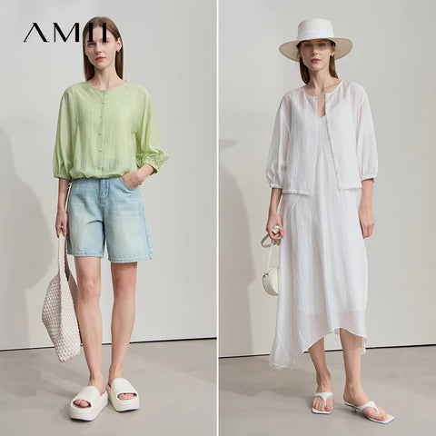 AMII Office Lady Summer New Shirts for Women