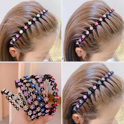 Non-Slip Rhinestone Flower Hairbands - Elegant Pearl Hair Accessories for Women