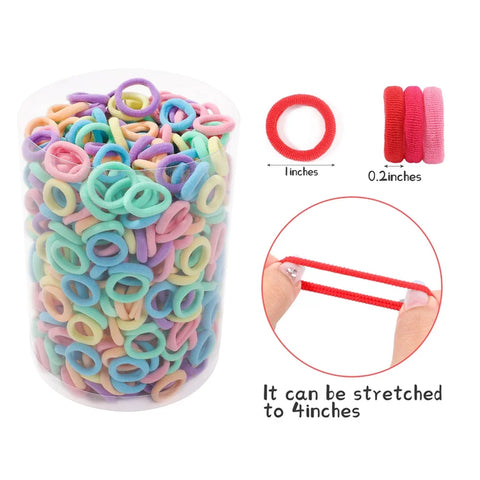 Set van 100 kleurrijke haarbanden voor meisjes - Nylon elastische rubberen bandjes paardenstaarthouders voor kinderen 