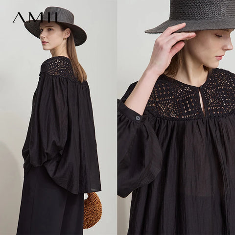 AMII Spring Casual Blouses for Women 2025