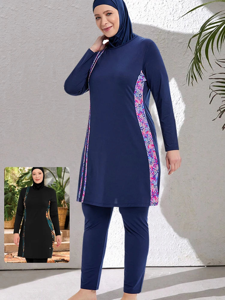 3-Piece Sporty Modest Burkini Swim Set (No Built-in Bra)