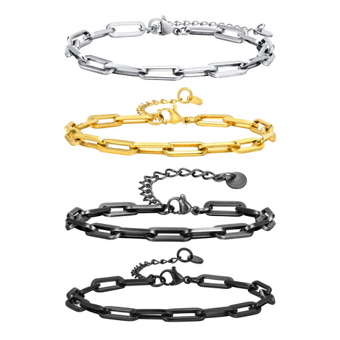 5mm Paperclip Chain Bracelets for Men and Women - Waterproof Stainless Steel Links Wristband