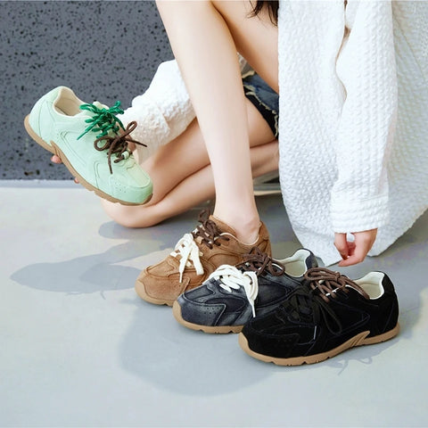AIYUQI Dames Sneakers - Echte Leren Retro Trainingsschoenen