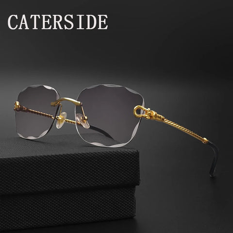 CATERSIDE Retro Randloze Gradiënt Zonnebril – UV400 Unisex Mode Zonnebrillen met Scherpe Lenzen
