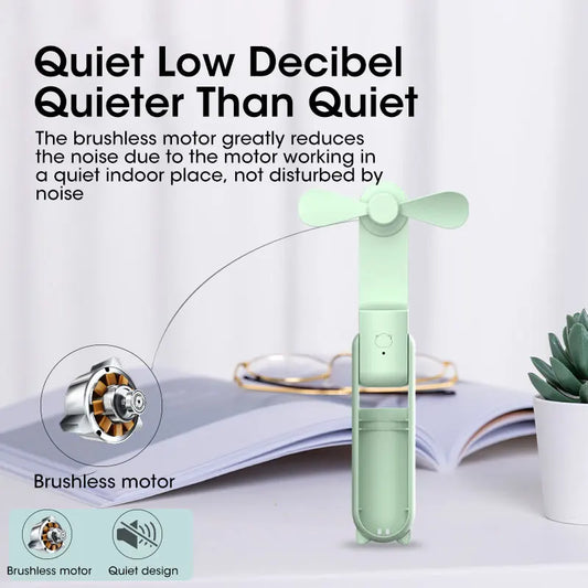 2000mAh Mini Portable Fan - USB Rechargeable, Collapsible Handheld & Desktop Fan for Office and Home