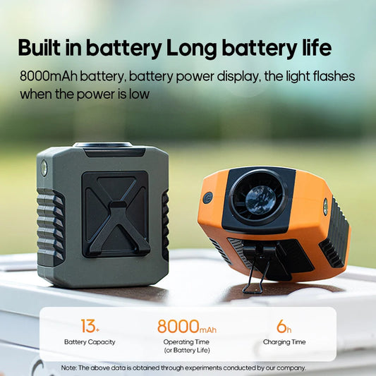 KINSCOTER Outdoor Wearable Waist Fan - 8000mAh Portable Cooling Fan with Power Bank