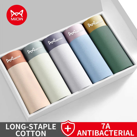MiiOW 4Pcs Cotton Men's Antibacterial Boxer Briefs