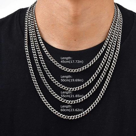 Vintage Chain Necklace for Men and Boys - Retro Grey Stainless Steel Collars