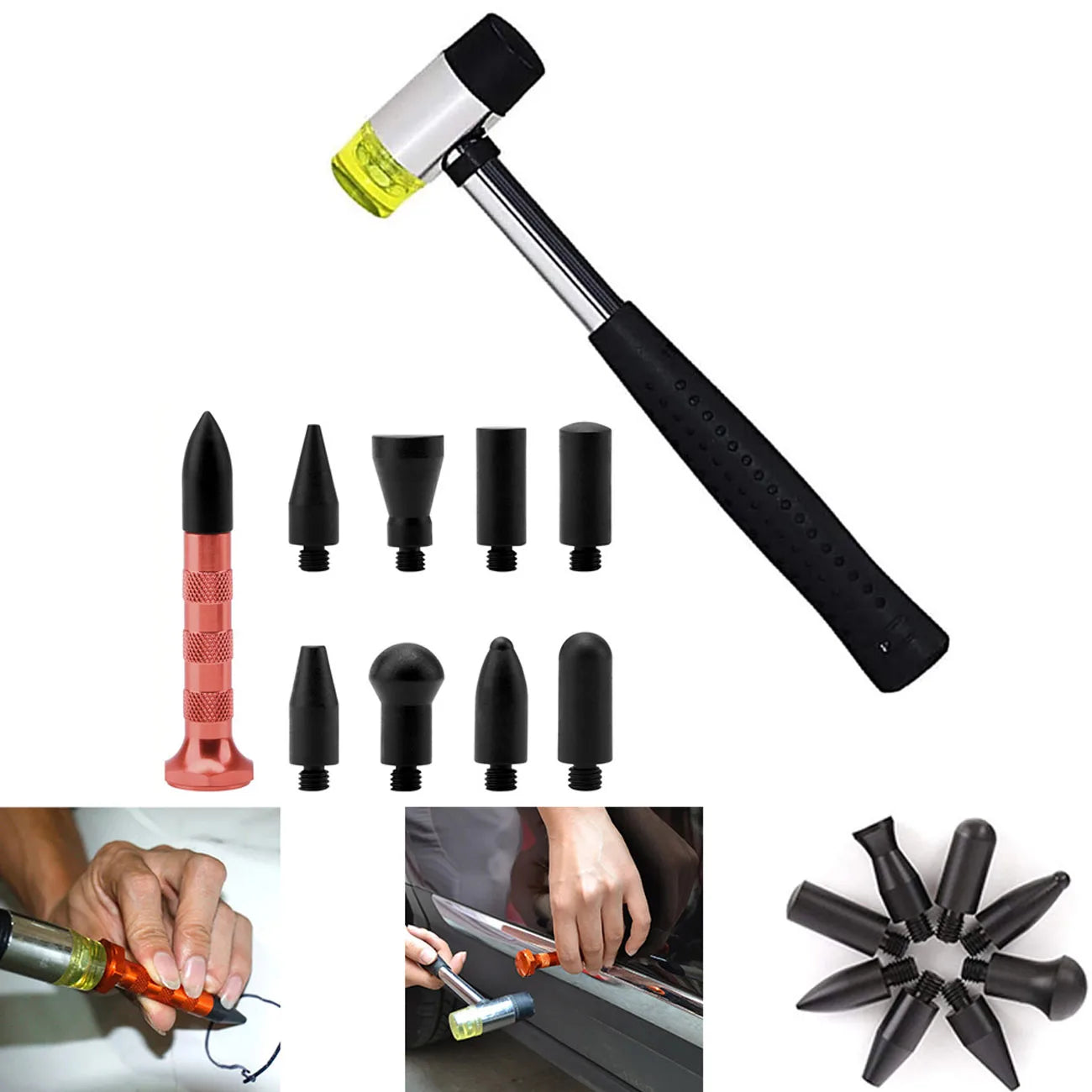 Car Body Dent Repair Hook Rods Removal Tools - Crowbar Kit for Hail Damage Repair