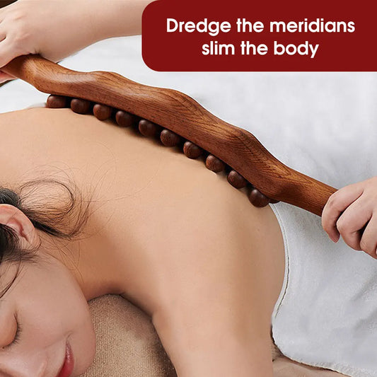 20/8 Beads Universal Back Massage Tendons Beech Wood Scraping Stick