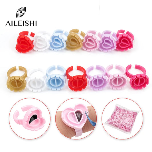 AILEISHI 100Pcs Disposable Eyelash Glue Fan Cup Rings