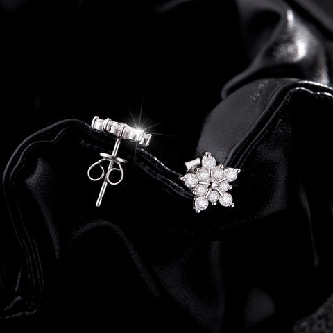 MODIAN D Color Moissanite Snowflake Earrings in 925 Sterling Silver