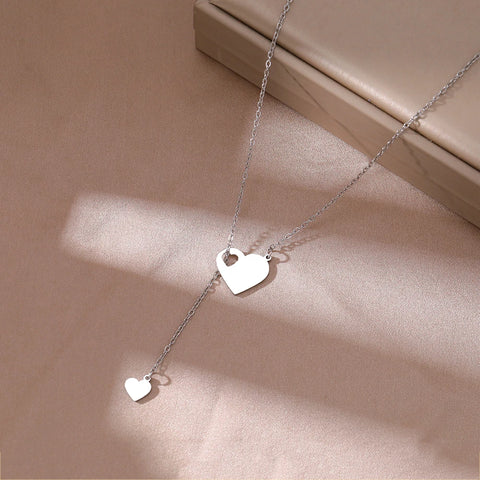 Stainless Steel Sweet Heart Pendant Necklace for Women - Fashion Choker Jewelry for Weddings and Parties