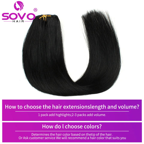 Clip In Hair Extensions 100% Human Hair - Jet Black