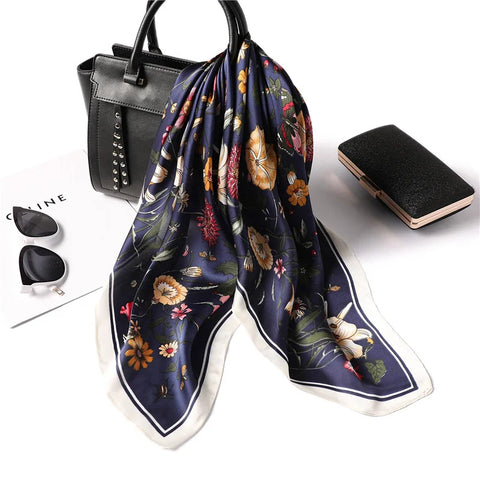 Luxury Floral Silk Scarves for Women