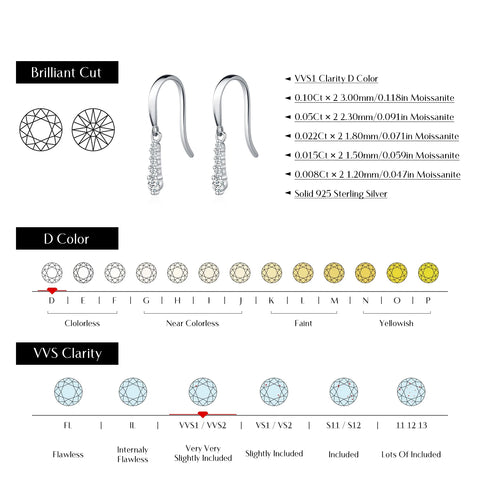 MODIAN D Color Moissanite Dangle Earrings