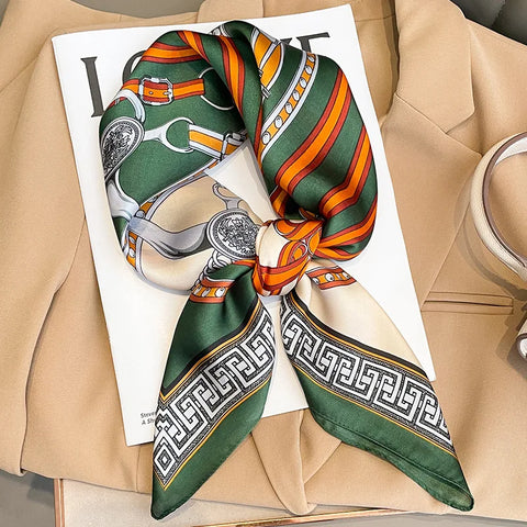 Flower Silk Square Scarf for Women