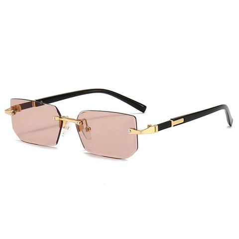 Modieuze randloze kleine vierkante zonnebril - UV400 unisex frameloze zomerreiszonnebril