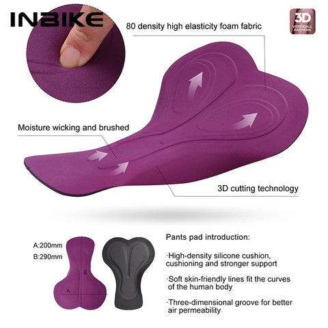 INBIKE Women's High Waist Cycling Bib Shorts with 3D Padding and Pockets