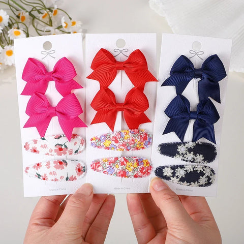 Set van 4 schattige BB-clips en strikken voor babymeisjes - handgemaakte haaraccessoires 