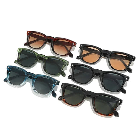 JNPCXI Retro vierkante klinknagel zonnebril - Groen &amp; zwart gradiënt UV400 unisex zonnebrillen