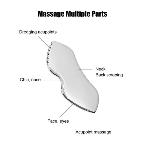 Stainless Steel Gua Sha Board for Face and Body Massage - Facial Scraping Plate and Spa Scraper