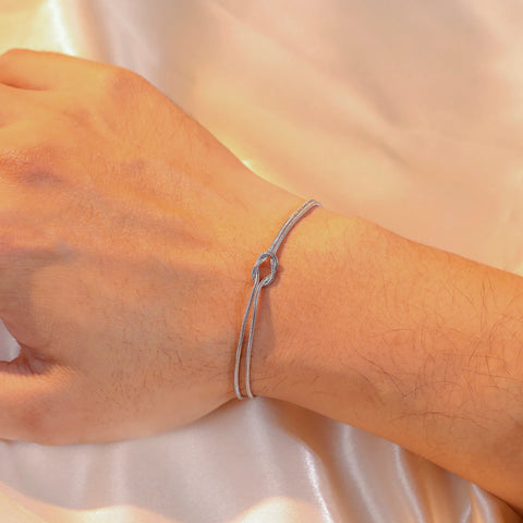 Skyrim Double Snake Chain Love Knot Bracelet - Adjustable Stainless Steel Jewelry for Couples