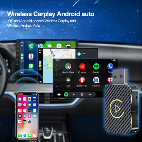Wireless CarPlay Android Auto Adapter - 2 in 1 Mini Ai Box