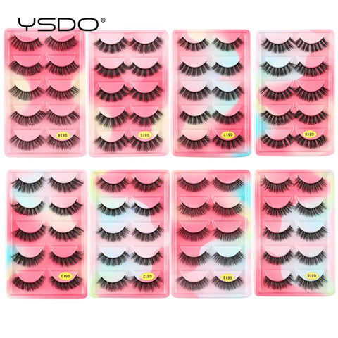 YSDO 5 Pairs Natural Long 3D Mink Eyelashes