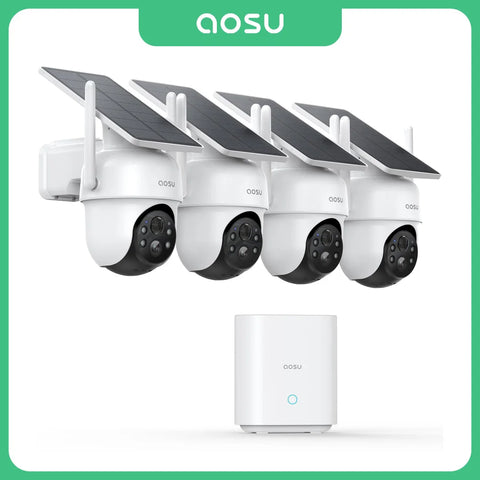 AOSU 3MP Solar Battery Camera System - 4 Cams Kit