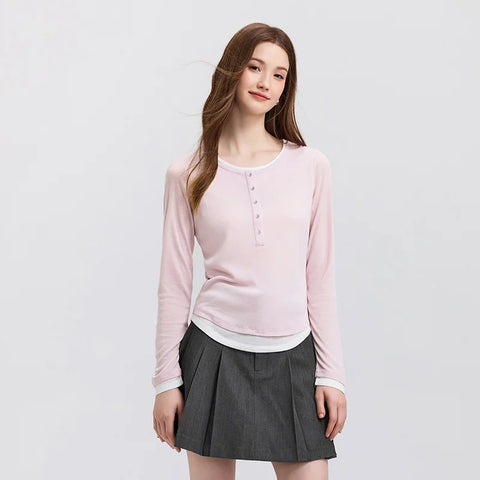 Semir T-shirt met lange mouwen voor dames - Stijlvol contrastontwerp 
