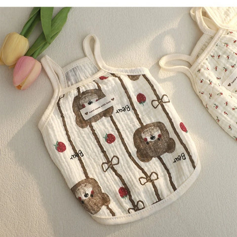 Spring Summer Cotton Bear Vest for Dogs - Cute Teddy Bichon Schnauzer Clothes