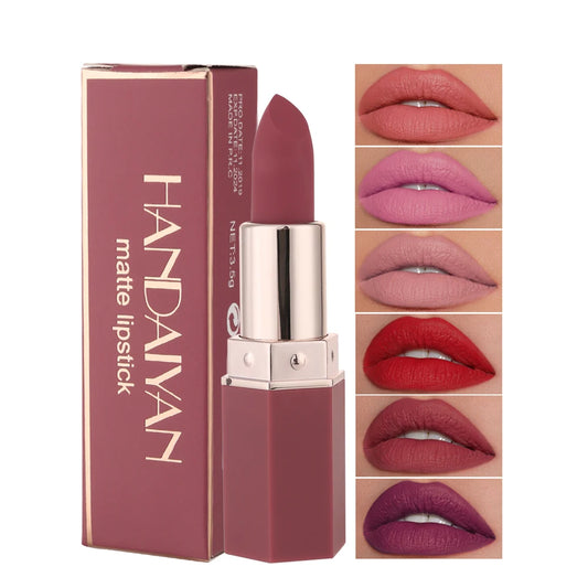 6-Color Matte Lipstick - Long-Lasting Velvet Finish
