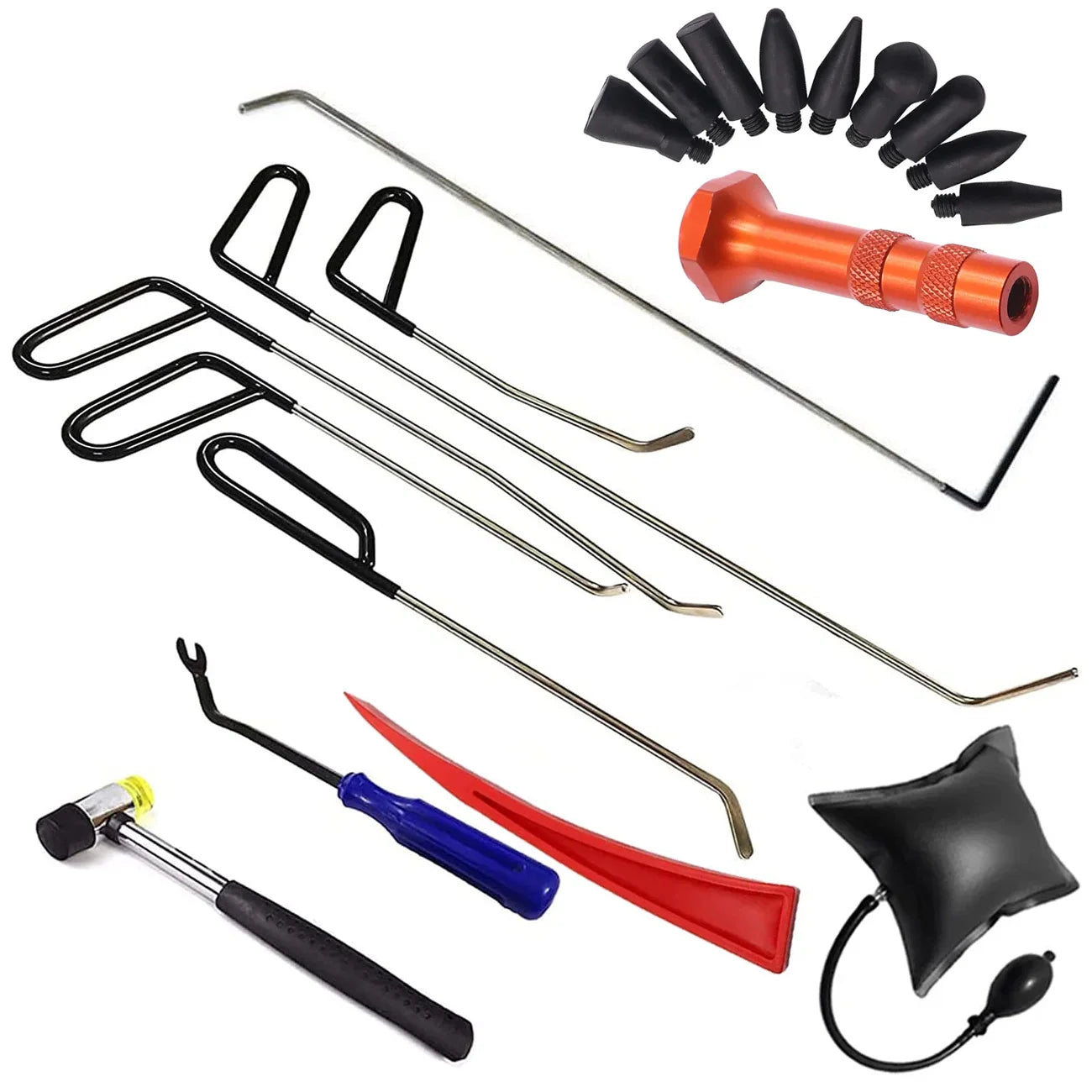 Car Body Dent Repair Hook Rods Removal Tools - Crowbar Kit for Hail Damage Repair