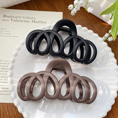 Frosted Hollow Hair Claw Bow Hair Clip - Elegant Crab Hairpin for Women