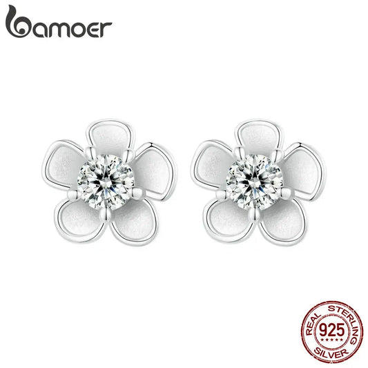 BAMOER Sakura Moissanite Stud Earrings
